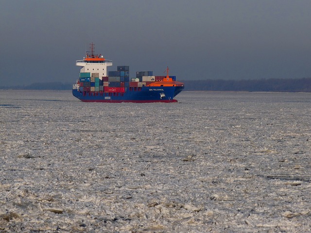 Large Container Ship at Sea, no port congestion here.